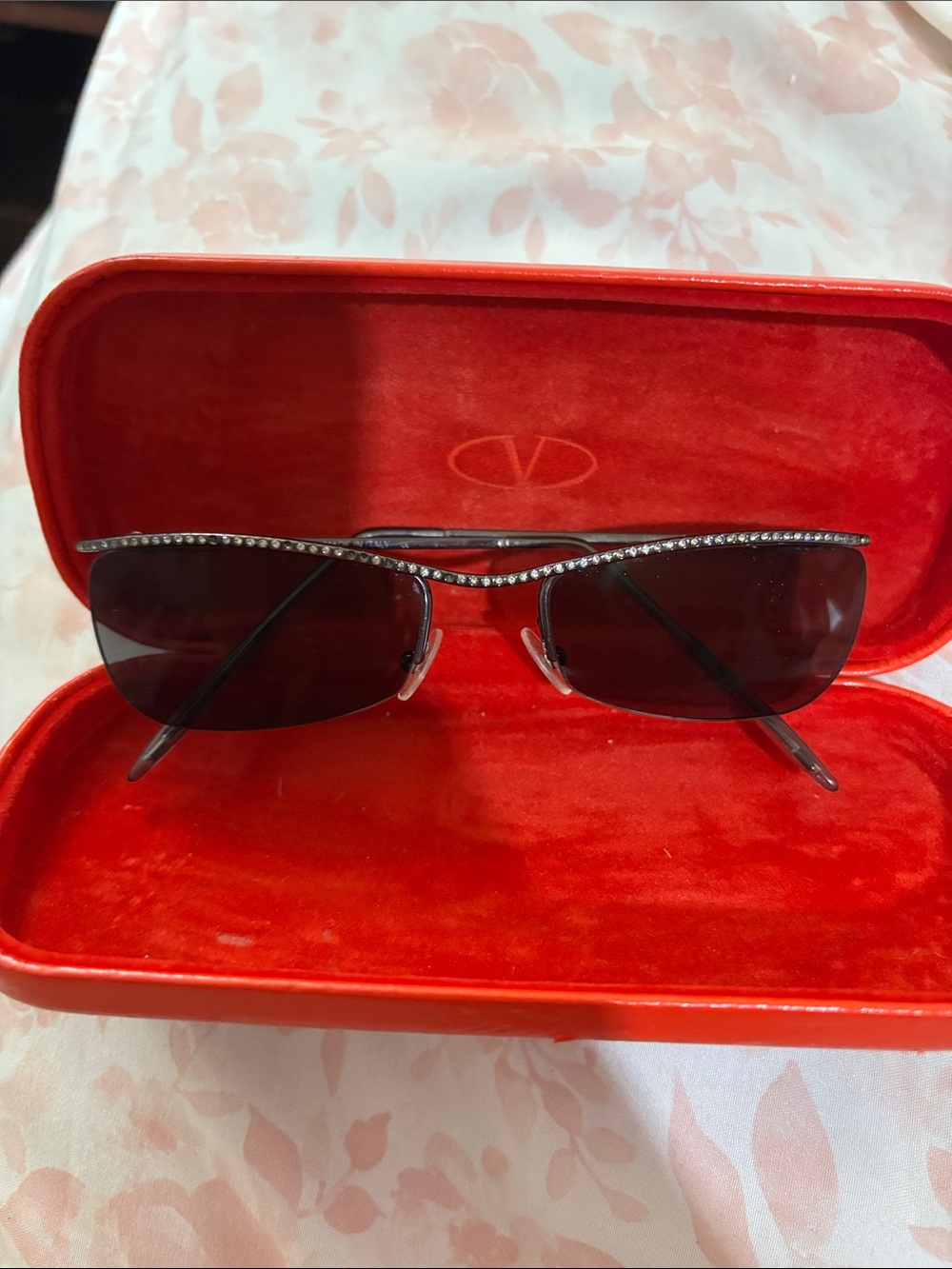Valentino Black Sunglasses with Crystal Trim